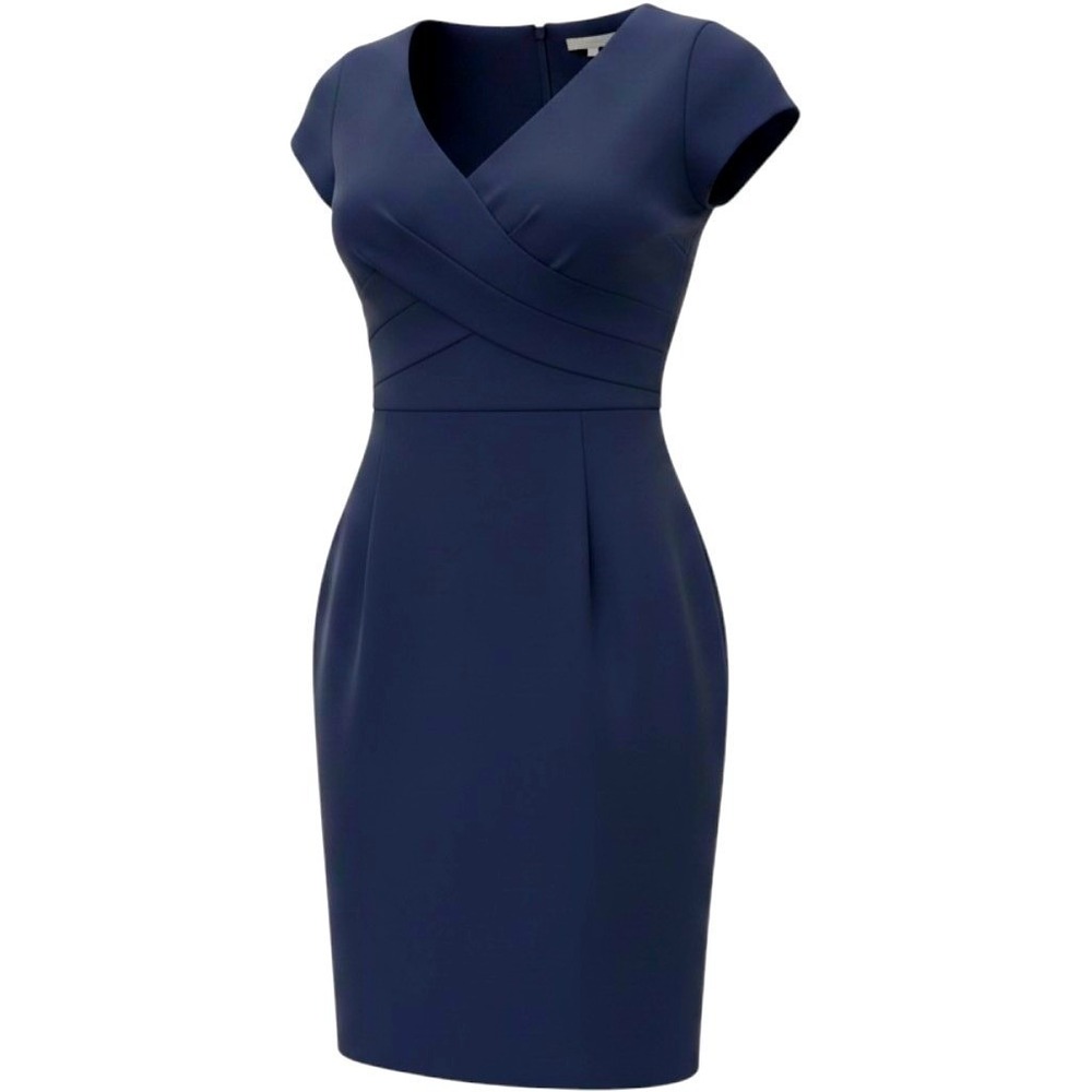 Banana Republic Navy Blue Wool Blend V-Neck Sheath Dress Size 0 Workwear Preppy